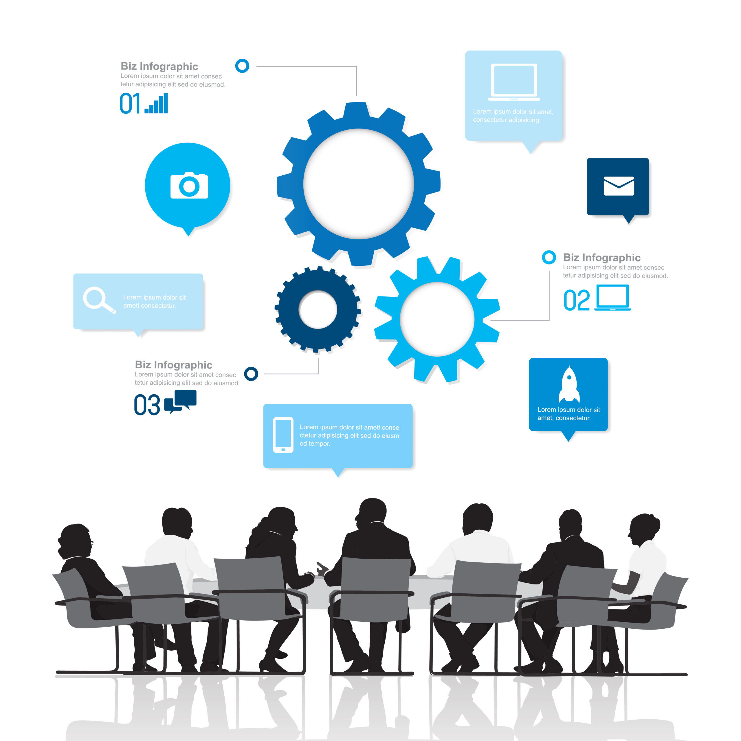 Illustration of business people in the meeting