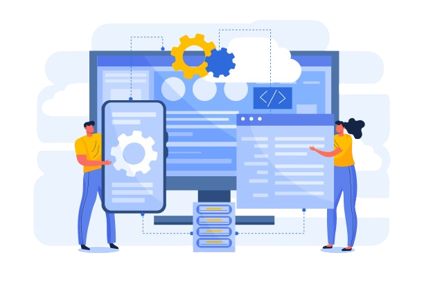 cartoon of people scrolling on the screens